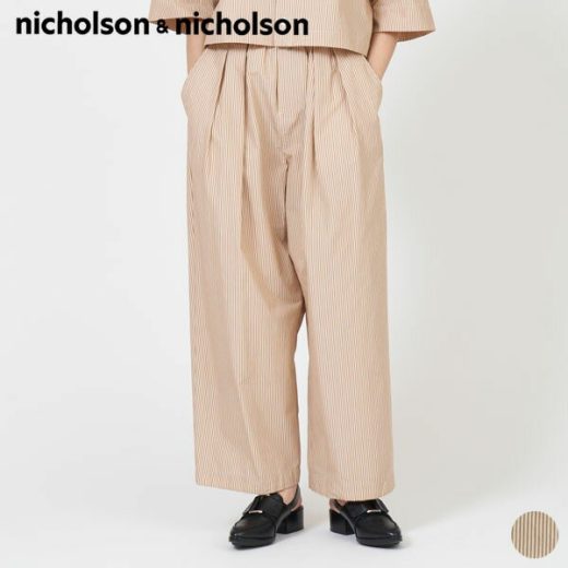 【SALE 20％OFF】ニコルソン アンド ニコルソン nicholson＆nicholson ハカマ ダブル HAKAMA-W ボトム パンツ レディース シンプル カジュアル 2タック リラックス ワイド イージー ストレート ドローストリング コットン ナイロン [ 2025 SS 春 夏 ]