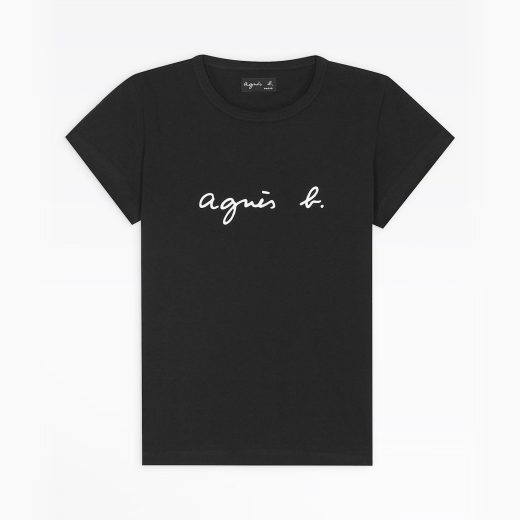 agnes b. FEMME ロゴプリント コットン 半袖Tシャツ “Brando” アニエスベー トップス カットソー・Tシャツ ブラック【送料無料】