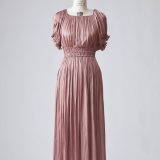 【SALE／70%OFF】TIARA 【メルローズ50周年限定】ヴィンテージサテンギャザードレス ティアラ ワンピース・ドレス その他のワンピース・ドレス ベージュ ピンク ネイビー【送料無料】