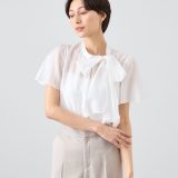 【SALE／30%OFF】ANAYI シアーオーガンジーボウタイ ブラウス アナイ トップス シャツ・ブラウス ピンク ホワイト ネイビー【送料無料】