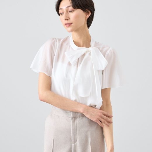 【SALE／30%OFF】ANAYI シアーオーガンジーボウタイ ブラウス アナイ トップス シャツ・ブラウス ピンク ホワイト ネイビー【送料無料】
