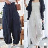 ≪7/29 新発売!!3280円 送料無料≫ カーブパンツ ワイドパンツ レディース 夏 カーゴパンツ [M4275] バレルレッグ パンツ ズボン 2way ドロスト タックパンツ ジョガーパンツ ナイロンパンツ スポーティー カジュアル シンプル 無地 20代 30代 40代【送料無料】