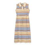 マリークワント MARY QUANT マルチボーダークロッシェポロ ワンピース （ブルー）