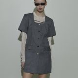 【SALE／50%OFF】MAISON SPECIAL Square SilhouetteTailor Tunic メゾンスペシャル ワンピース・ドレス チュニック グレー ネイビー【送料無料】