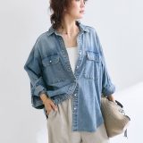 RIVE DROITE 【ベストセラー】【MONN.:.(モン)】ビッグデニムシャツ リヴドロワ トップス シャツ・ブラウス ブルー ブラウン グレー【送料無料】