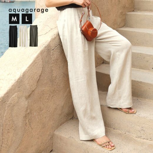7月4日発売■ ボックスタックリネンパンツ レディース M L ≪ゆうメール便配送30・代引不可≫ 予約(7月下旬頃)