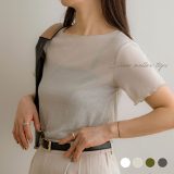 NOAHL｜【メール便】シアートップス トップス レディース 長袖 半袖 無地 シンプル レイヤード オリーブ 白 ノアル 250319