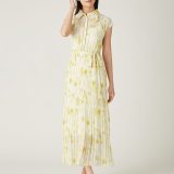 【SALE／30%OFF】FRAY I.D 【00サイズ】ステンカラープリーツプリントワンピース フレイ アイディー ワンピース・ドレス ワンピース ブルー イエロー【送料無料】