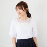 Rose Tiara ドットチュールカットソー ローズティアラ トップス カットソー・Tシャツ ブラック ホワイト オレンジ【送料無料】
