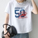 SHIPS any 《一部追加予約》【SHIPS any別注】KNiTS:＜洗濯機可能＞ラウンドヘム プリント ショート TEE シップス トップス カットソー・Tシャツ グレー ホワイト【送料無料】
