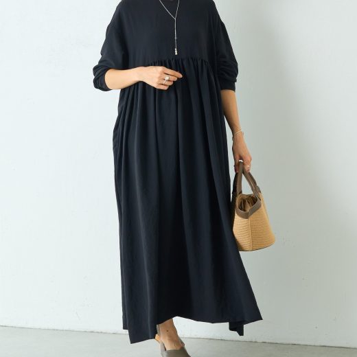 【SALE／40%OFF】BEARDSLEY ストレッチジョーゼットギャザーワンピース ビアズリー ワンピース・ドレス その他のワンピース・ドレス ブラック【送料無料】
