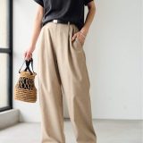 FRAMeWORK リネンライククロスタックパンツ フレームワーク パンツ スラックス・ドレスパンツ ブラック ホワイト ベージュ【送料無料】