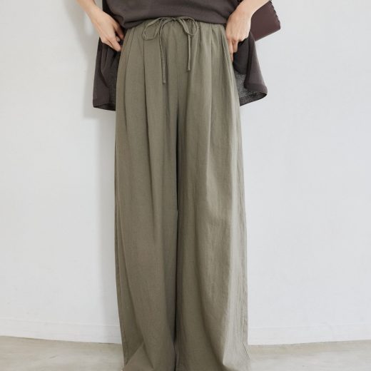 【SALE／28%OFF】BARNYARDSTORM イージーリネンワイドパンツ＜ハンドウォッシャブル＞ バンヤードストーム パンツ その他のパンツ ベージュ カーキグリーン イエロー ブラウン ブラック ブルー【送料無料】