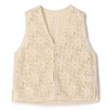 【SALE／30%OFF】MACPHEE ウィンドミルクロシェ Vネックベスト トゥモローランド トップス ベスト・ジレ ブラック【送料無料】
