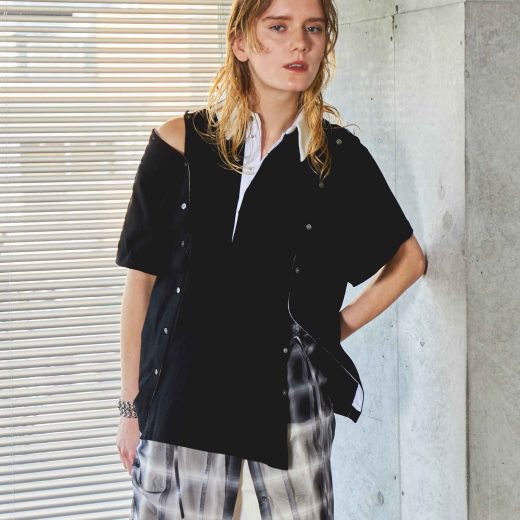MAISON SPECIAL Multiway Button Polo Shirt メゾンスペシャル トップス ポロシャツ ブラック ピンク グリーン【送料無料】
