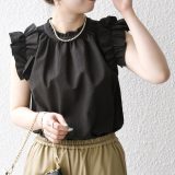 【SALE／40%OFF】SHIPS any SHIPS any:＜洗濯機可能＞ミニサッカー フリル スタンドカラー シャツ ブラウス シップス トップス シャツ・ブラウス ブラウン ホワイト ネイビー【送料無料】