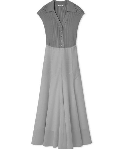 【SALE／30%OFF】FRAY I.D 【00サイズ】ポロカラーコンビワンピース フレイ アイディー ワンピース・ドレス ワンピース グレー【送料無料】