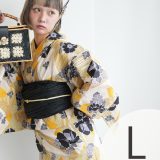 【SALE／30%OFF】Nico@ntique ニコアンティーク 浴衣3点セット 芙蓉エフェクト イエロー Lサイズ ウタタネ 着物・浴衣・和装小物 浴衣 イエロー【送料無料】