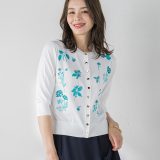 Viaggio Blu 【新色追加】ハーブ刺繍カーディガン≪手洗い可能≫ ビアッジョブルー トップス カーディガン グレー ホワイト ブルー ネイビー【送料無料】