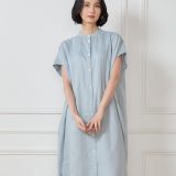 【SALE／30%OFF】7-IDconcept. リネンフレンチスリーブシャツワンピース セブンアイディコンセプト ワンピース・ドレス ワンピース ブルー イエロー【送料無料】