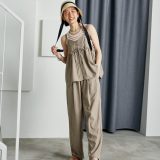 【SALE／10%OFF】FREAK’S STORE ＜接触冷感/吸水速乾/抗ピリング/マシーンウォッシャブル＞SUMMERCOOL リボン付き キャミソール セットアップ/ビスチェ セットアップ 25SS フリークスストア トップス シャツ・ブラウス ブルー ブラック ベージュ グレー【送料無料】