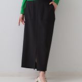 【SALE／20%OFF】OPAQUE.CLIP 《5色展開/S-LLサイズ》リネンライクストレッチタイトスカート【洗濯機洗い可】 オペークドットクリップ スカート ロング・マキシスカート グリーン ネイビー ベージュ ブラウン ブラック【送料無料】
