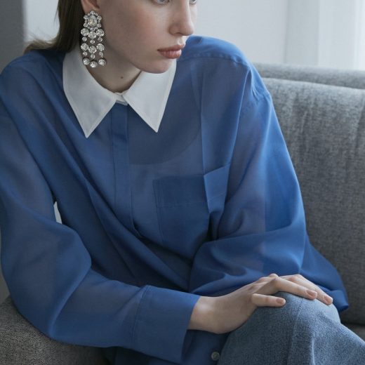 LE CIEL BLEU ボイルフロントプレスシャツ / Voile Front Press Shirt ルシェルブルー トップス シャツ・ブラウス ブルー【送料無料】