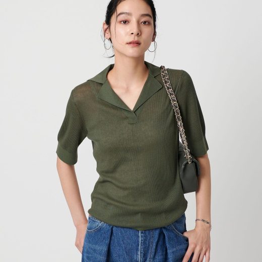 【SALE／40%OFF】BEAUTY&YOUTH UNITED ARROWS オープンカラー ショートスリーブニット -ウォッシャブル- ビューティー＆ユース　ユナイテッドアローズ トップス ニット ブラック グリーン グレー【送料無料】