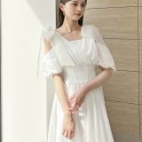 ショルダーリボンワンピース SNIDEL スナイデル ワンピース・ドレス ワンピース ホワイト【送料無料】[Rakuten Fashion]