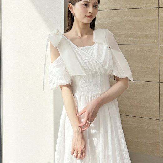 ショルダーリボンワンピース SNIDEL スナイデル ワンピース・ドレス ワンピース ホワイト【送料無料】[Rakuten Fashion]