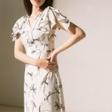【00サイズあり】Sustainableリボンプリントワンピース SNIDEL スナイデル ワンピース・ドレス ワンピース ネイビー【先行予約】*【送料無料】[Rakuten Fashion]
