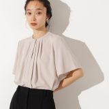 N. Natural Beauty Basic フロントタックフレアスリーブブラウス エヌ ナチュラルビューティーベーシック* トップス シャツ・ブラウス ホワイト ブルー ベージュ【送料無料】