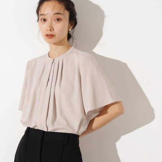 N. Natural Beauty Basic フロントタックフレアスリーブブラウス エヌ ナチュラルビューティーベーシック* トップス シャツ・ブラウス ホワイト ブルー ベージュ【送料無料】