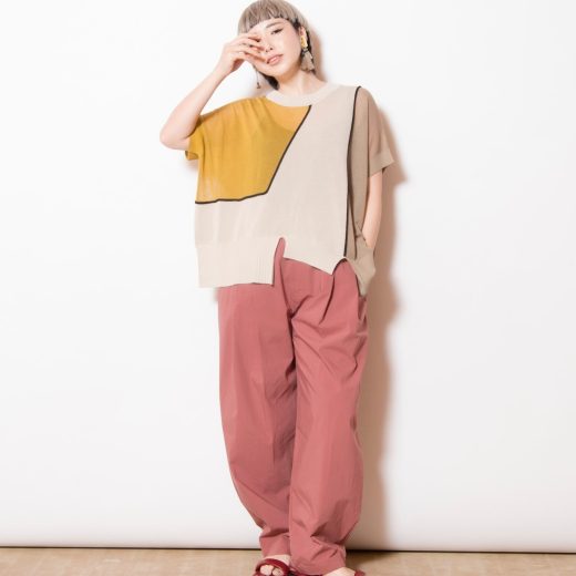 【SALE／25%OFF】OSMOSIS ライン切替ニットプルオーバー オズモーシス トップス ニット カーキグリーン ベージュ ブルー【送料無料】