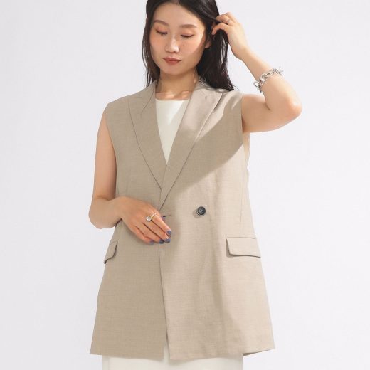 【SALE／30%OFF】Demi-Luxe BEAMS ピークドラペル 2ボタン ジレ デミルクス ビームス ジャケット・アウター ダウンジャケット・ダウンベスト ホワイト ブラック【送料無料】