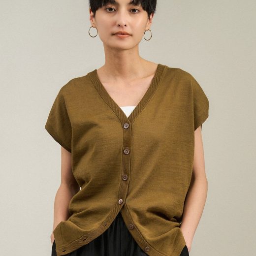 SALON adam et rope' リネンニットベスト2WAYカーディガン[ドライタッチ・洗える] サロン アダム エ ロペ トップス カーディガン ブルー ホワイト カーキグリーン ピンク ブラック【送料無料】