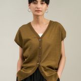 SALON adam et rope’ リネンニットベスト2WAYカーディガン[ドライタッチ・洗える] サロン アダム エ ロペ トップス カーディガン ブルー ホワイト カーキグリーン ピンク ブラック【送料無料】