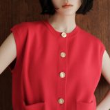 EMMEL REFINES ＜EMMEL REFINES＞EM HW メタルボタン ニットベスト ユナイテッドアローズ グリーンレーベルリラクシング トップス ニット レッド ブラック ブラウン【送料無料】