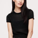 BANANA REPUBLIC (W)フィッティド リネン ショートスリーブ セーター バナナ・リパブリック トップス ニット ブラック ホワイト【送料無料】
