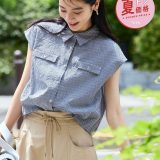 VIS 【夏トク価格】【UVケア/洗える】フレンチスリーブサッカーブラウス ビス トップス シャツ・ブラウス ブラック ネイビー ブルー ホワイト【送料無料】