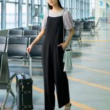 23区 【一部店舗限定/吸水速乾/UVカット/接触冷感/洗える】ストレッチジョーゼット オールインワン ニジュウサンク オールインワン・オーバーオール オーバーオール・サロペット ネイビー ブラック ベージュ【送料無料】