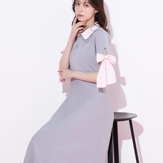 JILL by JILL STUART ダブルカラーニットワンピース ジル バイ ジル スチュアート ワンピース・ドレス ワンピース ホワイト ピンク ブルー【送料無料】