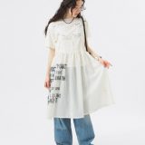 プリント メッシュ ワンピース BEAMS BOY ビームス ウイメン ワンピース・ドレス ワンピース ホワイト ネイビー【送料無料】[Rakuten Fashion]