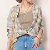 AP STUDIO *Vi/Li Check Wash シャツ エーピーストゥディオ トップス シャツ・ブラウス ベージュ【送料無料】
