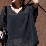 【SALE／30%OFF】JOURNAL STANDARD 《追加》ペーパーヤーンキーネックプルオーバー ジャーナル スタンダード トップス ニット ブルー ブラック グレー【送料無料】