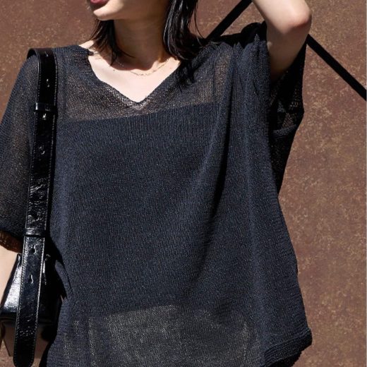 【SALE／30%OFF】JOURNAL STANDARD 《追加》ペーパーヤーンキーネックプルオーバー ジャーナル スタンダード トップス ニット ブルー ブラック グレー【送料無料】