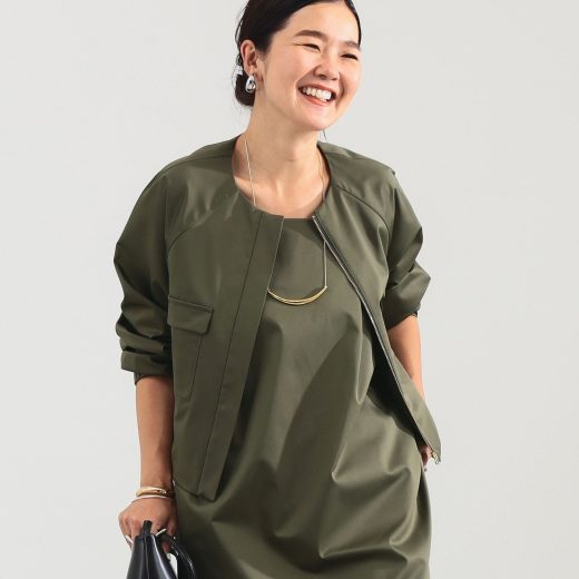 Demi-Luxe BEAMS エディター東原妙子 * Demi-Luxe BEAMS / シャイニー ポケット ショートブルゾン デミルクス ビームス ジャケット・アウター ブルゾン・ジャンパー ネイビー グリーン【送料無料】
