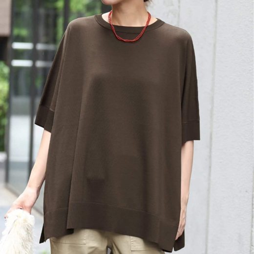JOURNAL STANDARD relume 《追加4》接触冷感 / ウォッシャブルクールポンチョプルオーバー ジャーナル スタンダード レリューム トップス ニット ブラウン ブラック グレー【送料無料】