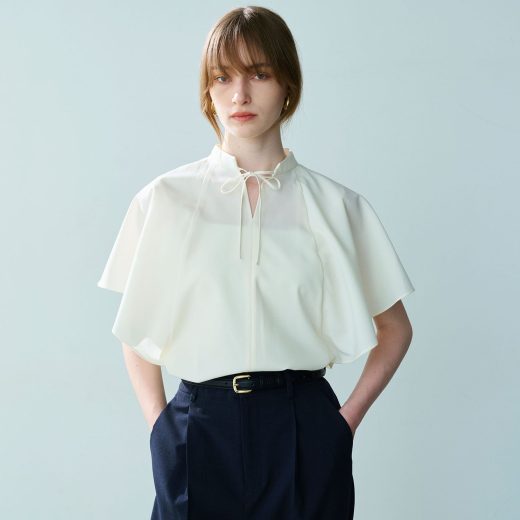 N.O.R.C ウォッシャブルラッフルブラウス【CLEAN MOTION】 ノーク トップス シャツ・ブラウス ホワイト グレー ネイビー【送料無料】
