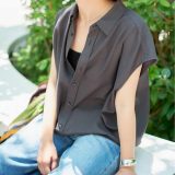 【SALE／20%OFF】Spick & Span ソフトブロードフレンチヘムギャザーシャツ スピックアンドスパン トップス シャツ・ブラウス ネイビー グレー グリーン ベージュ ホワイト【送料無料】